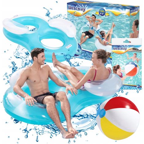 Anello gonfiabile doppio gigante per due persone, materassino ad acqua XXXL BestWay (1/5)
