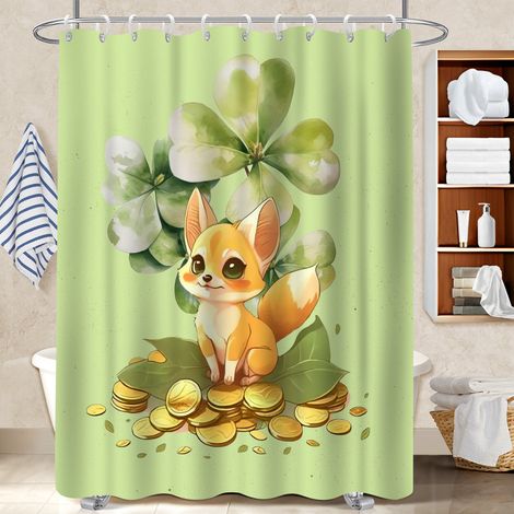 Ensemble rideau de douche polyester avec anneaux 180x180 déco d‘intérieur rideau imperméable pour baignoire asymétrique (1/5)