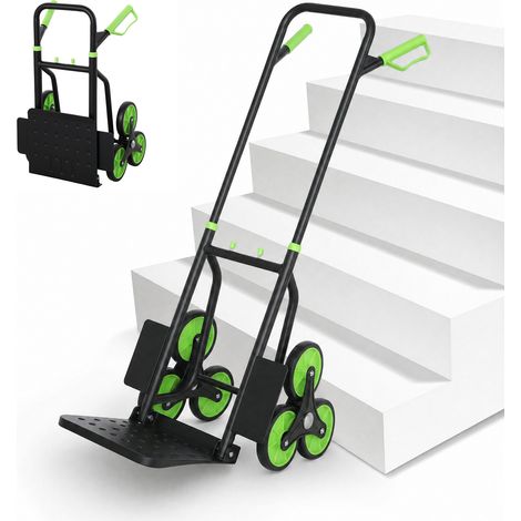 DURHAND carretilla plegable para escalera con ruedas carga 120kg carretilla de mano portátil para entrega almacenes mercado viajar mudarse verde (1/5)