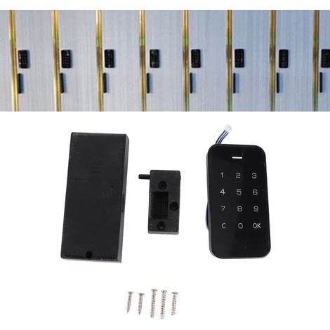Sistema de cierre electrónico – ABS y acero inoxidable – Panel táctil sin llave – Cerradura para armario – Material: ABS y acero inoxidable – Dimensiones del panel: 56,3 x 107,34 mm – 4 pilas 3A (1/5)