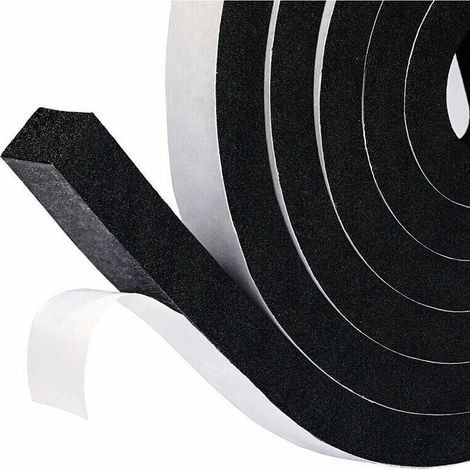 Joint Porte Fenêtre en mousse Adhésive boudin bas de porte 15mm x 8mm x 2m Joint de l’Anticollision et l’Insonorisation Coupe vent, Mousse noir film blanc (1/5)