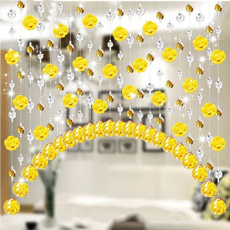 Rideau De Perles - Verre Cristal Et Rosace - Pour Porte Ou Fenêtre - Décoration Intérieure Salon Chambre À Coucher - 1 Mètre