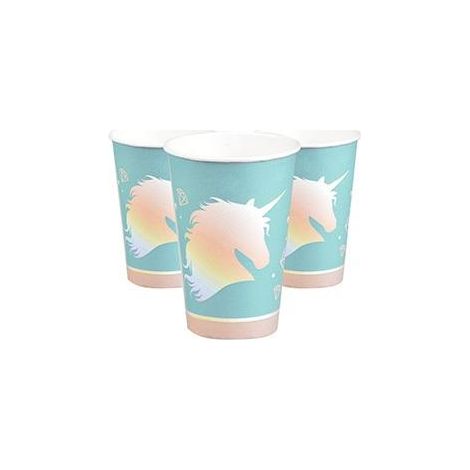 Vasos de papel de unicornio, 8 unidades