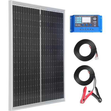 1 Kit Panneau solaire, Monocristallin 50 W, Régulateur 10 A, Camping-car, Bateau