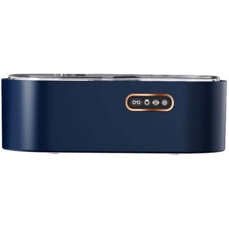 (Bleu) Nettoyeur de lunettes à ultrasons, appareil à ultrasons 450 ml, 4 réglages de temps 45 KHz, nettoyeur à ultrasons professionnel pour bijoux, lunettes, montres, argenterie, bagues, colliers