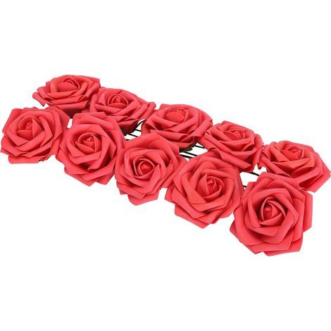 Roses artificielles 8cm, 10 pièces, Simulation romantique et réaliste, pour décoration de fête de mariage à faire soi-même (1/5)