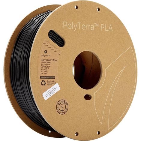 Polymaker 70820 PolyTerra PLA Filamento per stampante 3D Plastica PLA contenuto di plastica ridotto 1.75 mm 1000 g Nero