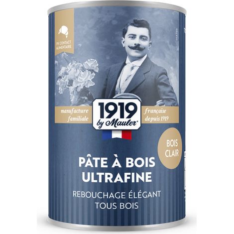 Pâte à bois parquet & tous bois - 350g Bois Clair - PV contact alimentaire - Pâte à bois ultrafine 1919 by Mauler