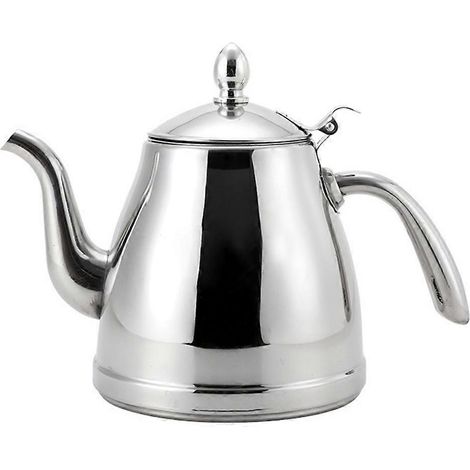 Théière compatible avec les cuisinières, bec verseur en col de cygne, en acier inoxydable, idéale pour les amateurs de thé (17 x 13 x 8 cm, 1 pièce). (1/5)