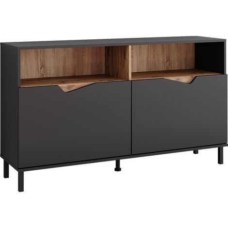 Commode Marelle, Anthracite/Artisan, 140x81.3cm avec 2 portes, Vicco