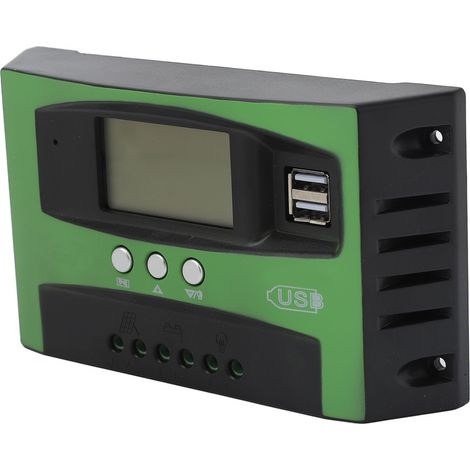 Contrôleur de panneau solaire MPPT avec deux ports USB, écran LCD, régulateur de charge solaire automobile 12 V/24 V 50 A (1/5)