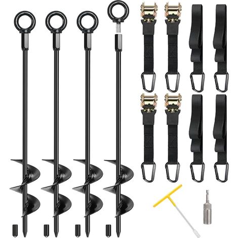 Heavy Duty Ground Anchors, 4 x 45 cm Spiral Pegs for Strong Winds (1/5)