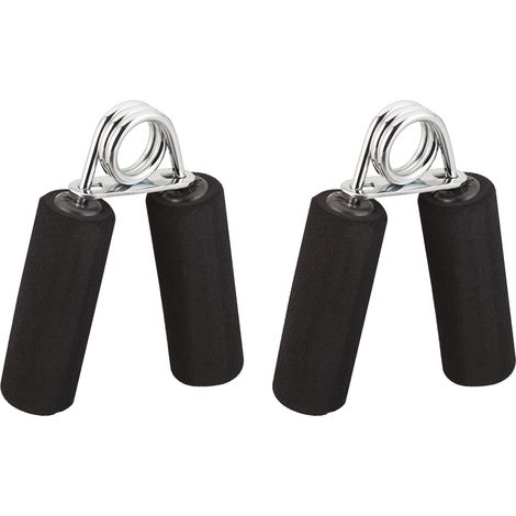 4x Manopola per Mani, Set di Manici in Gommapiuma, Pinze, Potenziamento Dita, Accessorio Molle in Ferro, Nero (1/5)