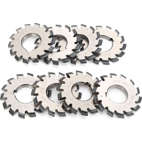 8Pcs Involute Gear Cutter, 14.5° 55mm X 22mm HSS Fraise Set Outil De Coupe d'angle De Pression Fournitures Industrielles pour Fraiseuse (1/5)