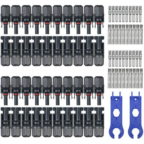 20 Paar Stecker/Buchsen für Solarmodulkabel mit Schraubenschlüssel-Montagewerkzeug für Heim-Photovoltaikanlagen (1/5)