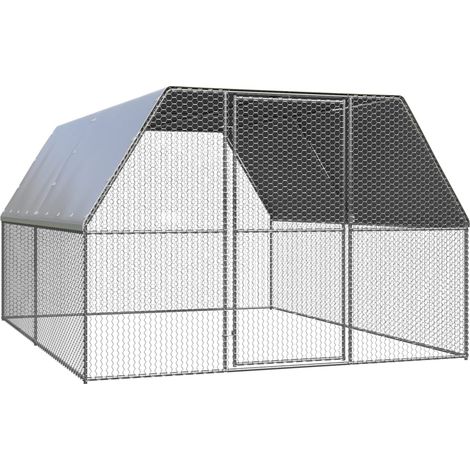 Pollaio da esterno 3 x 4 x 2 m tetto in acciaio zincato PE 020001694
