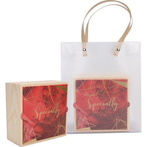 Lot de 2 boîtes cadeaux en bois pour mariage, sachets PVC élégants pour bonbons, accessoires d’anniversaire3 (1/5)