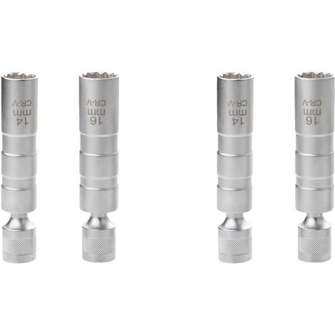 Kit de 4 clés magnétiques pour bougies d'allumage (14 mm et 16 mm), douille pivotante 12 pans (3/8 pouce), taille S. (1/5)