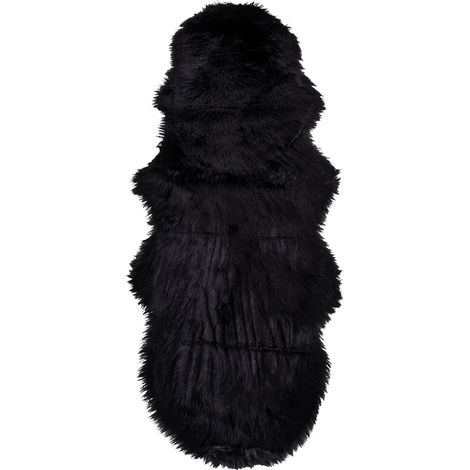 Laila Lammfell imitiert 60x180 cm schwarz.
