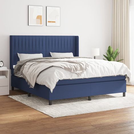 Lit Adulte Sommier et Matelas,Lit à sommier tapissier avec matelas Bleu 180x200 cm Tissu -BVN79265 (1/5)