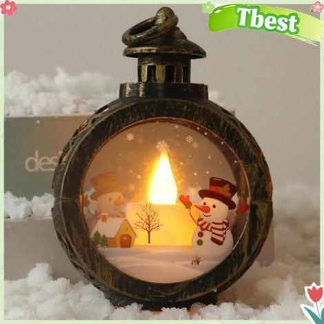 Tbest Lumière de bougie de LED Bougie LED ronde rétro, petit élément en verre et plastique, deco Bonhomme de neige en bronze (1/4)