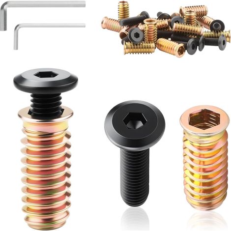 Insert Fileté Pour Bois 25 Pièces, Vis en M6x12mm Manchon M6x10mm (1/5)