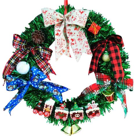 Couronne De Noel Pliable En Forme De Bonhomme De Neige Et De Pere Noel Pour Decoration De Porte De Maison (1/5)