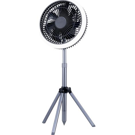 Outdoor-Camping-Ventilator mit Stehlampe, oszillierendem Ventilator, höhenverstellbarem Stativ, 15000-mAh-Akku, App-Steuerung, einstellbarer Lichtfarbe, Windgeschwindigkeit, 2/4/6-Stunden-Timer