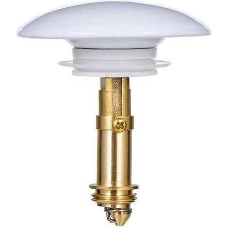 Bouchon de vidange escamotable 66 mm, couvercle en laiton pour lavabo, baignoire, évier de cuisine, avec joint en caoutchouc (blanc) (1/5)