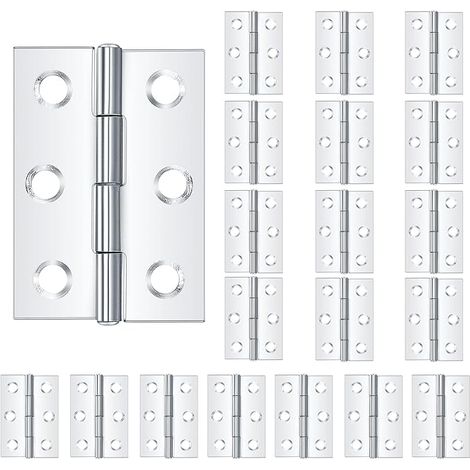 20 Pièces Charnières de Porte Meuble, Charnières en Acier Inoxydable, Paumelles Charnière Connecteurs pour Piano Meubles Armoire Porte Tiroir