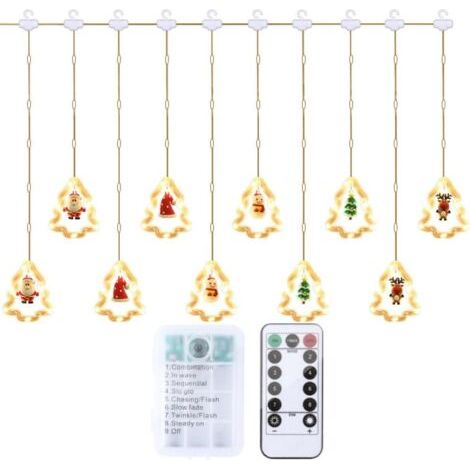 Lumières De Décoration De Noël, 50 LED 3M Guirlande Lumineuse USB Étanche Guirlandes Lumineuses Lumières féériques 8 Modes d'Eclairage Lumière pour Noël Fenêtre Soirée Terrasse Fenêtre Patio Jardin(Mo