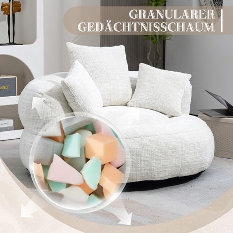 Fauteuil poire Lazy Sofa, pouf lounge durable et confortable, dossier haut avec 3 coussins, pour adultes et enfants, usage intérieur/extérieur, fauteuil de détente individuel pour chambre ou bureau (c (1/5)