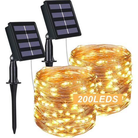Solar String Lights, 2PCS Garden Lights (200 LEDs, 8 Modes) 22M / 72ft, Waterproof Outdoor Solar Lights, Waterproof Decorative Lights for Christmas, Wedding, Party, Home (1/5)