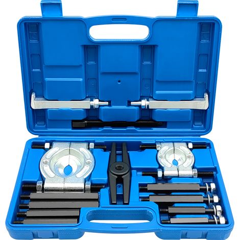 Ensemble d'extracteurs de roulements, kit de séparateur robuste d'une capacité de 5 tonnes avec mâchoires de 2" et 3", mallette à outils de séparation de 14 pièces, bleu. (1/5)