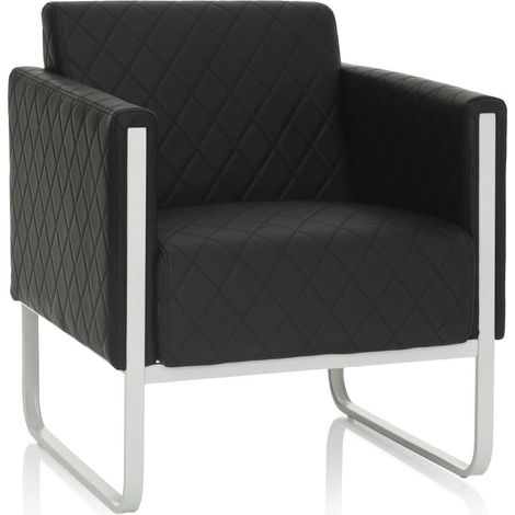 Loungesessel ARUBA STEP Gestell weißgrau Kunstleder 1-Sitzer schwarz hjh OFFICE (1/5)