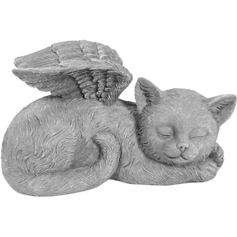 Statue commémorative pour animaux de compagnie Sculpture de jardin d'ange pour animaux de compagnie endormi en résine pour ornement de pierre tombale commémorative pour animaux de compagnie ange chat.
