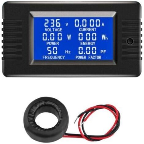 LCD Ampèremètre Numérique Voltmètre AC 80-260V 100A, Compteur De Puissance 6-en-1 Panneau De Compteur D'électricité Domestique, Type Fermé Compteur D'énergie CT Compteur De Puissance (1/4)