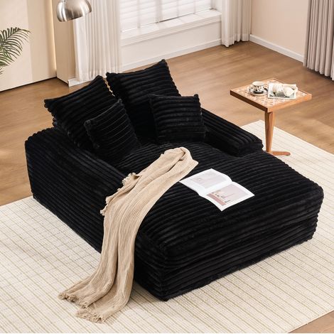 fauteuil salon méridienne sans montage 137x175 noir OKMYHOME (1/5)