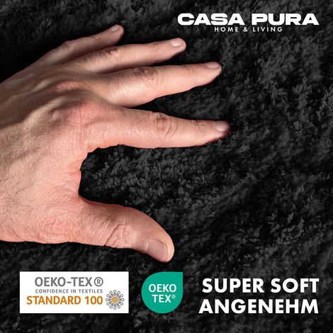 Tapis de Bain à Poils Longs Sky Soft Noir profond 80 x 150 cm (1/5)