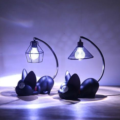 Lampada da tavolo creativa a forma di gatto in resina, luce notturna, abat-jour in fil di ferro (1/3)