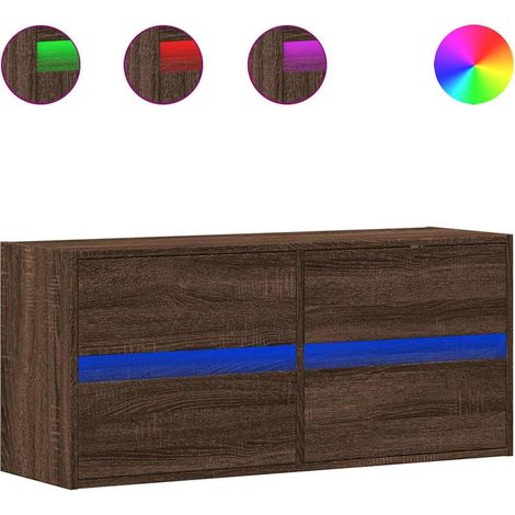 Maison Exclusive - TV-Wandschrank LED-Beleuchtung Braun Eichen-Op