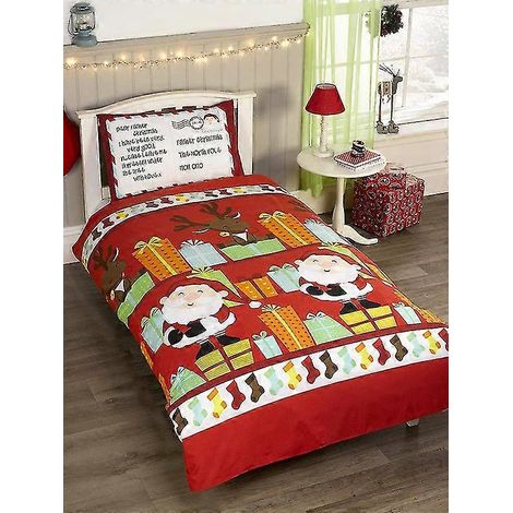 Liste du Père Noël - Ensemble de literie de Noël 4 en 1 pour enfants (couette, oreiller et housse de couette) (1/5)