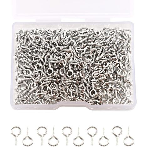 Epingles à œillet Filetées à vis,300 Pièces Épingles à œil à Crochets Oeillets Filetage Boulon à Oeil Crochet à Visser Crochet à Oeil Boulon à Oeil Mini Vis à Oeil Crochets à Visser Oeillets Filetage (1/5)