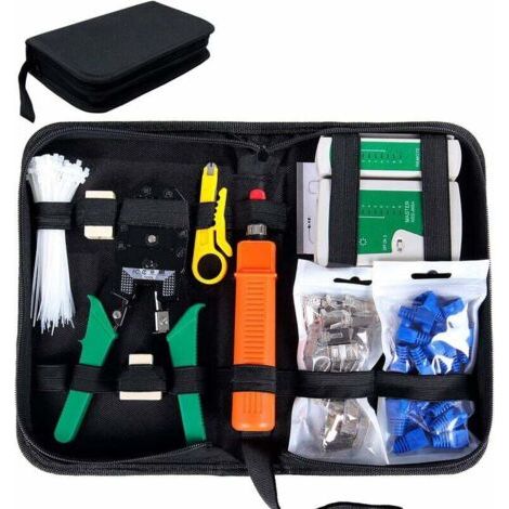 9 en 1 Professional Testeur de Network Réseau Câble Kits d'Outils de Réparation d'Ordinateur Net Maintenance de Testeur de Câble LAN, Réseau Ensemble d'Outils Approprié au Bricolage (1/5)
