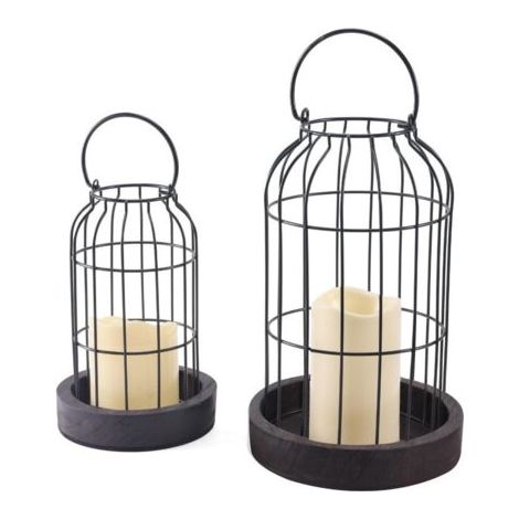 Lot de 2 lanternes décoratives en forme de cloche métallique pour bougie et décoration de table et de ferme (1/5)
