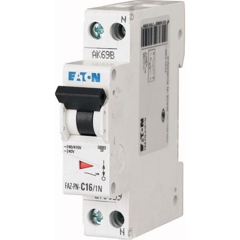 Disjoncteur modulaire 16A 1Np car. C AC 000279159 EATON FAZ PN C16/1N