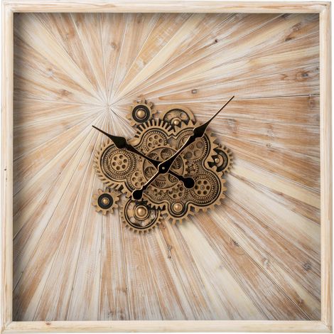 Horloge murale beige en bois grand format - beige clair (1/5)