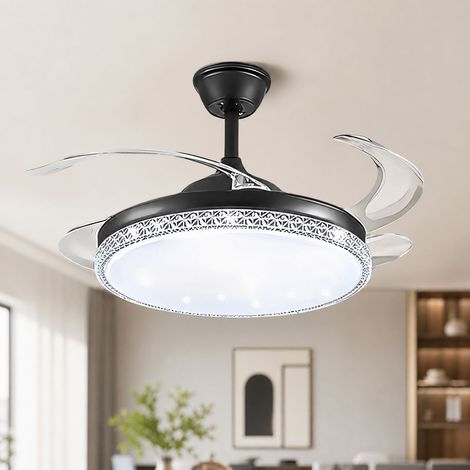 Ventilateur de plafond avec lumière LED 72W, 42 pouces (108cm), moteur silencieux en cuivre, variateur et télécommande, idéal pour salon (1/5)