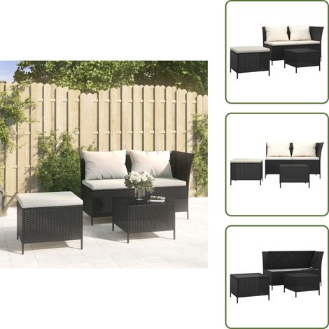 Salon de jardin 3 pcs avec coussins Noir Résine tressée - Salon De Jardin - Meuble De Jardin - Ensemble De Salon - Résine Tressée - Mobilier Extérieur (1/5)