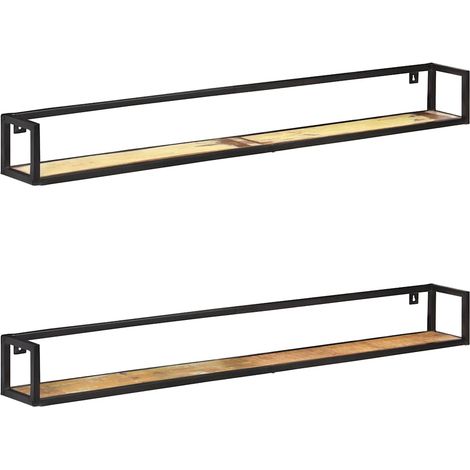 Lot de 2 Étagères murales Étagère de Rangement - Meuble de rangement 160 cm Bois de récupération massif BV385534 - BonneVie (1/5)